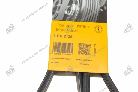 Пас привідний з довжиною кола понад 180см, але не більш як 240см Contitech 6PK2125