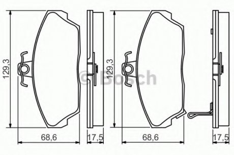 Гальмівні колодки дискові HONDA/ROVER Civic/25/45/200/400/800 \'\'F \'\'1,4-2,0 \'\'05 PR2 Bosch 0986495233 (фото 1)