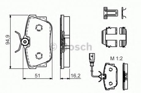 Гальмівні колодки VW T4, Sharan Rear Bosch 0986494529 (фото 1)