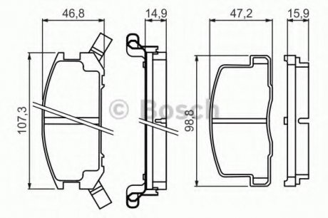 Гальмівні колодки дискові перед. Lexus RX 08-/Toyota Rav 4 12- Bosch 0986494412 (фото 1)