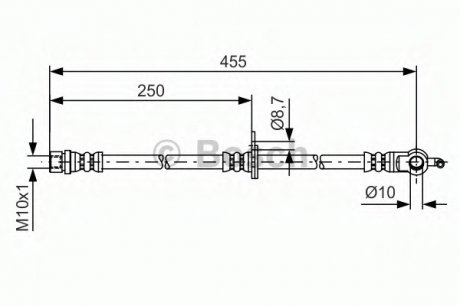 Гальмівний шланг 455mm TOYOTA/LEXUS Avensis T22/Highlander/RX350 \'\'F Bosch 1987481389 (фото 1)