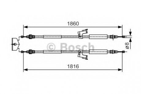 Трос ручного гальма Bosch 1987482019 (фото 1)