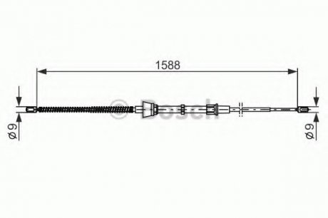 Трос ручного гальма задній VAG (вир-во) Bosch 1987482266 (фото 1)