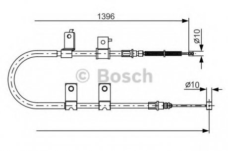 Трос ручного гальма Chevrolet Aveo задній правий. (вир-во) Bosch 1987482083 (фото 1)