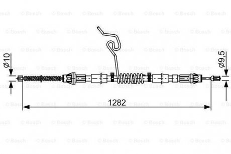 Гальмівний трос 1283mm FORD Transit \'\'RR \'\'00-06 Bosch 1987482462 (фото 1)