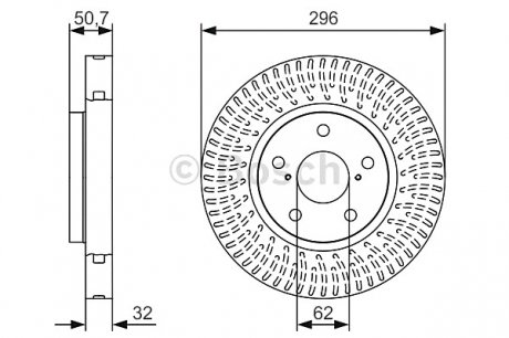 Диск гальмівний LEXUS/TOYOTA GS/IS/Mark X \'\'FR Bosch 0986479T37 (фото 1)