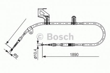 Трос ручного гальма Volkswagen PASSAT (B5, 3B2) задній лівий (вир-во) Bosch 1987477803 (фото 1)