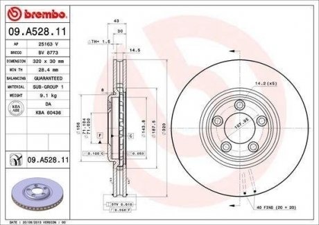 Гальмівний диск BREMBO 09.A528.11 (фото 1)