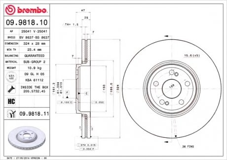 Тормозной диск BREMBO 09.9818.11 (фото 1)