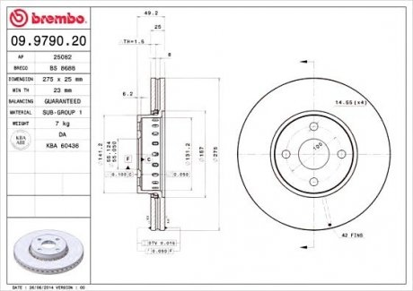 Гальмівний диск BREMBO 09.9790.20 (фото 1)