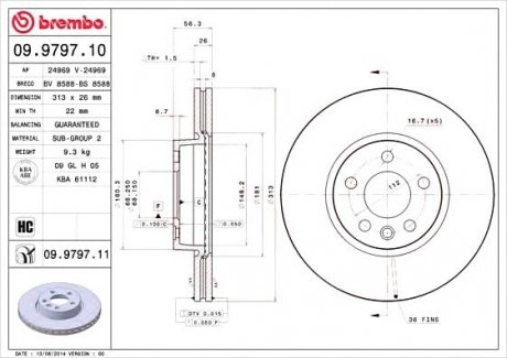 Тормозной диск BREMBO 09.9797.10