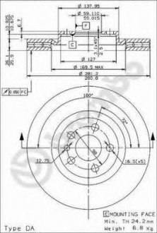 Тормозной диск BREMBO 09.9609.24 (фото 1)