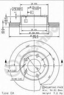 Тормозной диск BREMBO 09.9614.14 (фото 1)