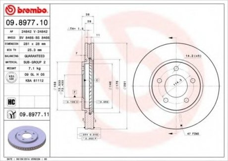 Тормозной диск BREMBO 09.8977.10 (фото 1)