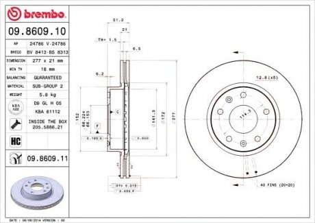 Тормозной диск BREMBO 09.8609.11 (фото 1)