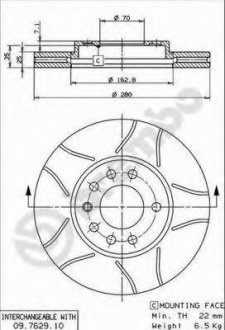 Гальмівний диск BREMBO 09.7629.75 (фото 1)