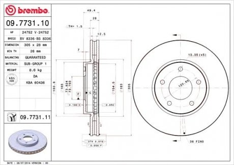 Тормозной диск BREMBO 09.7731.11 (фото 1)