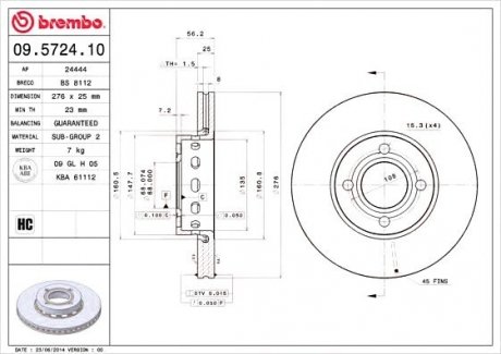 Тормозной диск BREMBO 09.5724.10 (фото 1)