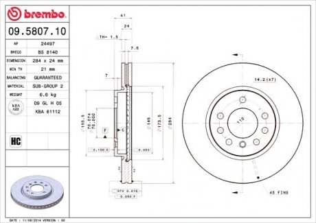 Гальмівний диск BREMBO 09.5807.10 (фото 1)