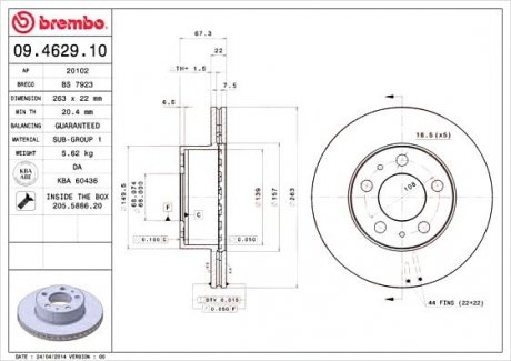 Тормозной диск BREMBO 09.4629.10 (фото 1)