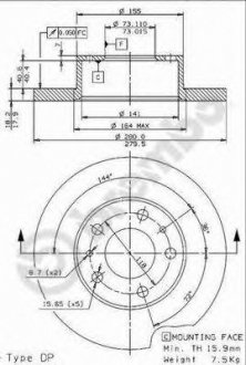 Тормозной диск BREMBO 08.9604.14 (фото 1)