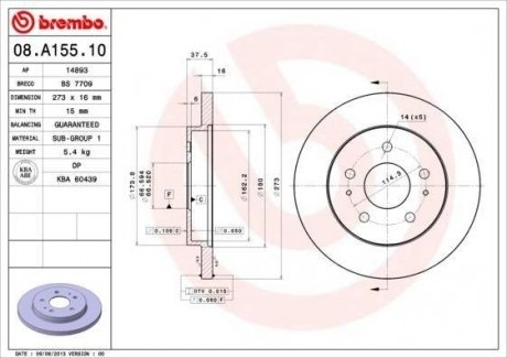 Тормозной диск BREMBO 08.A155.10 (фото 1)