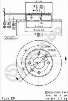 Тормозной диск BREMBO 08.3147.14 (фото 1)