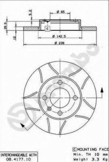 Гальмівний диск BREMBO 08.4177.75 (фото 1)