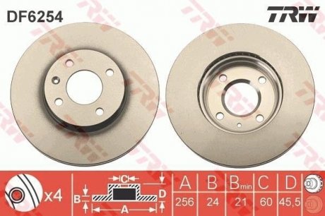 Тормозной диск TRW DF6254 (фото 1)