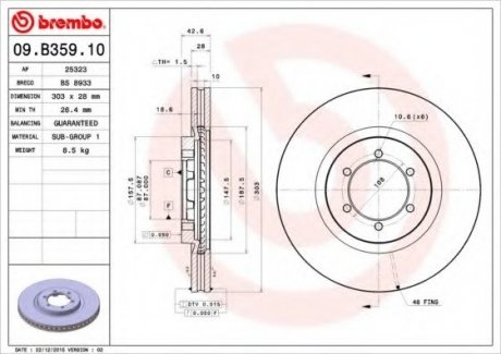 Тормозной диск BREMBO 09.B359.10 (фото 1)