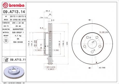 Гальмівний диск BREMBO 09.A713.11 (фото 1)
