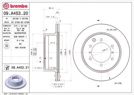 Гальмівний диск BREMBO 09.A453.21 (фото 1)
