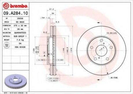 Тормозной диск BREMBO 09.A284.10 (фото 1)