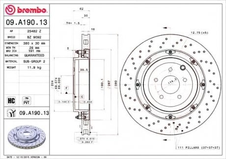 Тормозной диск BREMBO 09.A190.13 (фото 1)
