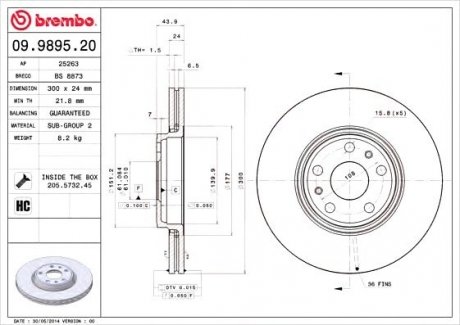 Гальмівний диск BREMBO 09.9895.20 (фото 1)