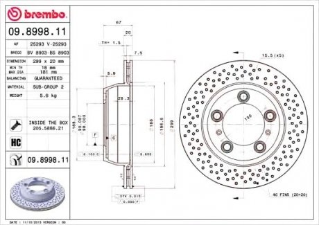Гальмівний диск BREMBO 09.8998.11 (фото 1)