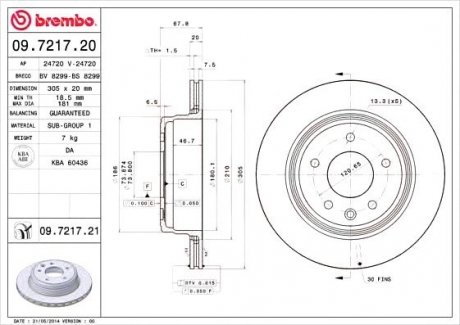 Гальмівний диск BREMBO 09.7217.21 (фото 1)