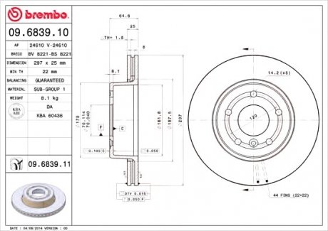 Тормозной диск BREMBO 09.6839.11 (фото 1)