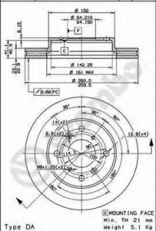Тормозной диск BREMBO 09.6753.21 (фото 1)