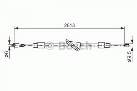 Гальмівний трос (передня частина) 1613mm MB E W210 Bosch 1987477701 (фото 1)