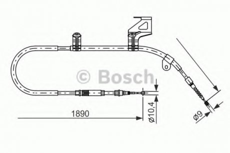 Трос ручного гальма Volkswagen PASSAT (B5, 3B2) задній правий (вир-во) Bosch 1987477804 (фото 1)