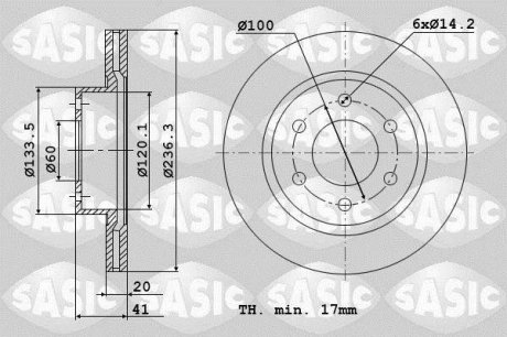 Диск гальмівний DAEWOO LANOS R13 передн. (компл. 2 шт.) (вир-во) SASIC 9004380J (фото 1)