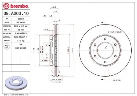 Гальмівний диск BREMBO 09.A203.10 (фото 1)