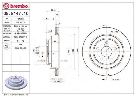 Тормозной диск BREMBO 09.9147.10 (фото 1)