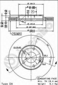 Тормозной диск BREMBO 09.8519.11 (фото 1)