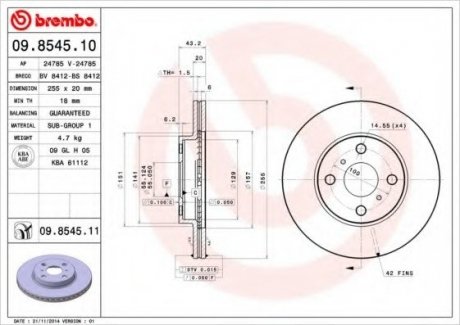 Тормозной диск BREMBO 09.8545.10 (фото 1)