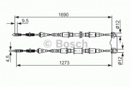 Трос тормозной Bosch 1987477129 (фото 1)