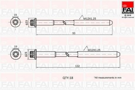 Комплект болтов головки цилиндра FAI B2201 (фото 1)