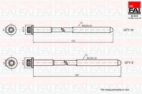 Комплект болтов головки цилиндра FAI B2124 (фото 1)