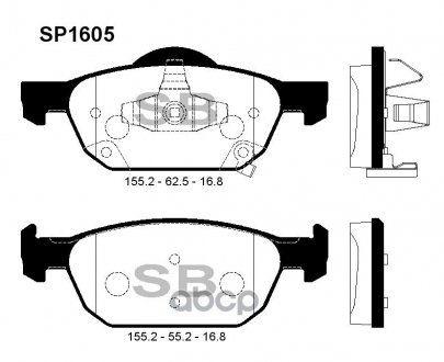Тормозные колодки дисковые передние Sangsin SP1605 (фото 1)
